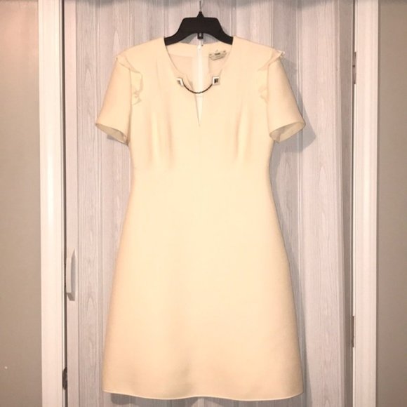 FENDI One Piece Flare milk white Wool dress